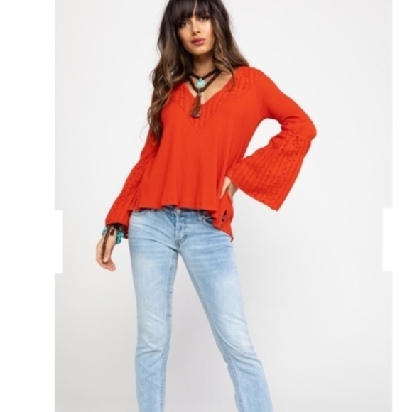 NWT Free People Red Parisian Nights Top XS - Picture 2 of 5